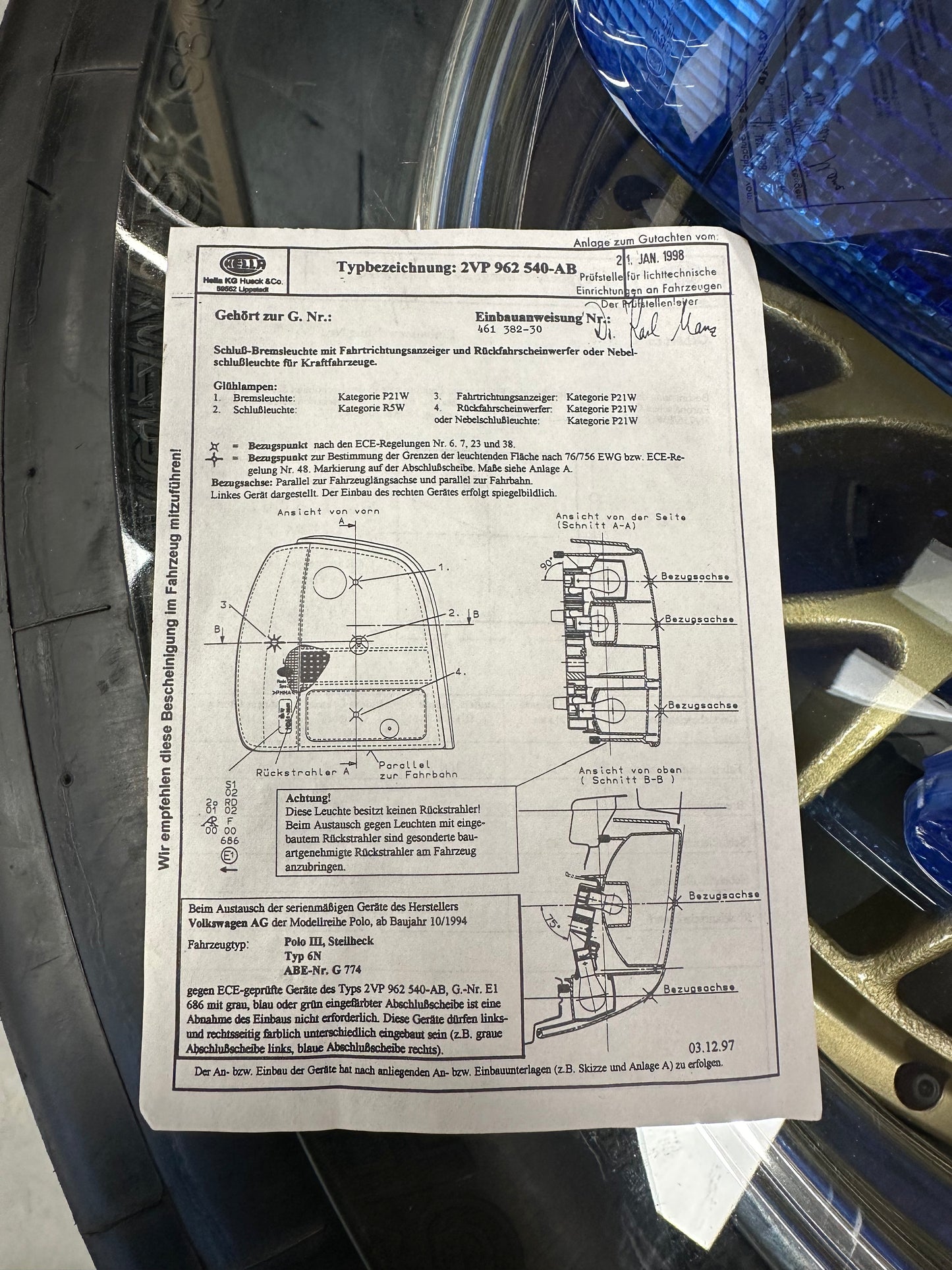 Hella Magic Colour Blue Polo 6n taillights