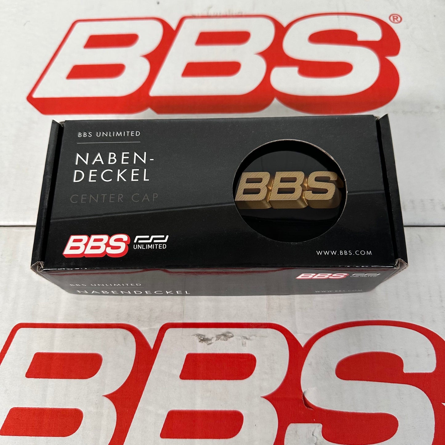 BBS 70.6mm Black / Gold Centercaps Badges Logos (self leveling)