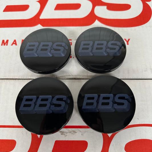 BBS 70.6mm Black / Indigo Blue Centercaps Badges Logos (self leveling)