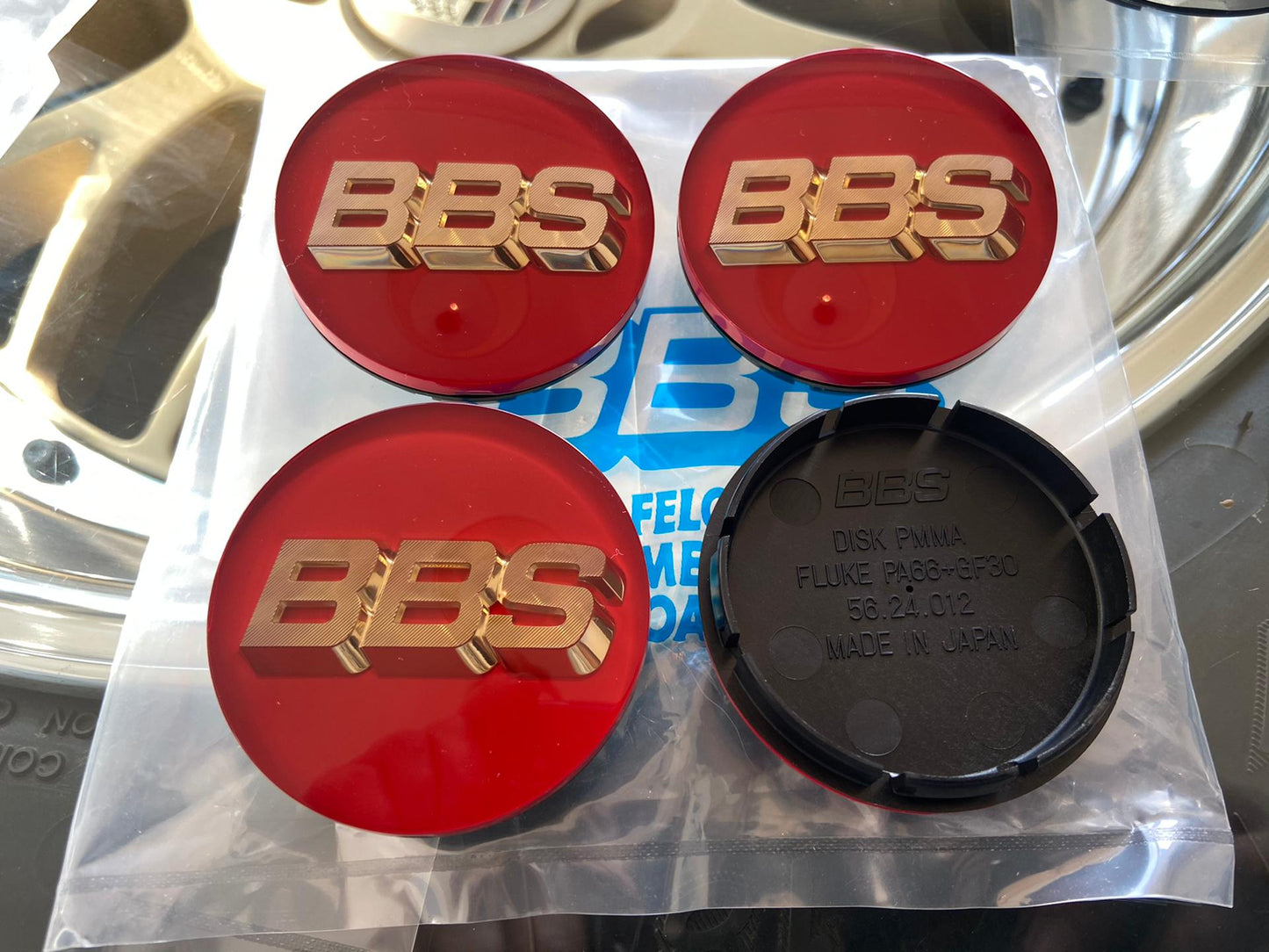 BBS 56mm Red / Gold Centercaps Badges Logos