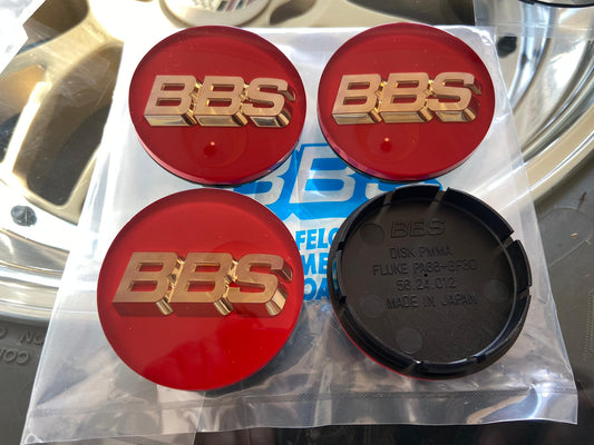 BBS 56mm Red / Gold Centercaps Badges Logos