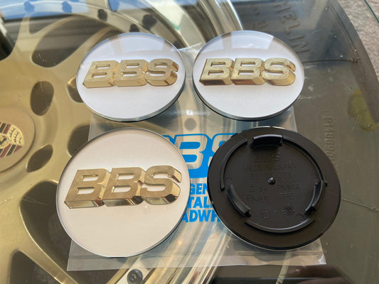 BBS 70.6mm White / Gold Centercaps Badges Logos