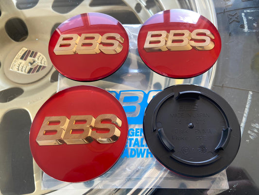 BBS 70.6mm Red / Gold Centercaps Badges Logos