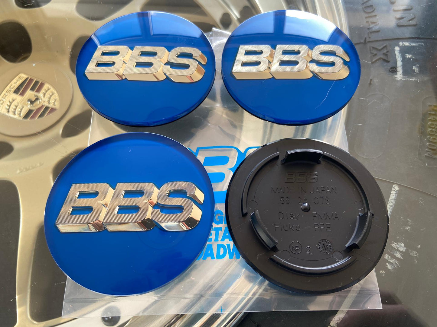BBS 70.6mm Blue / Gold Centercaps Badges Logos