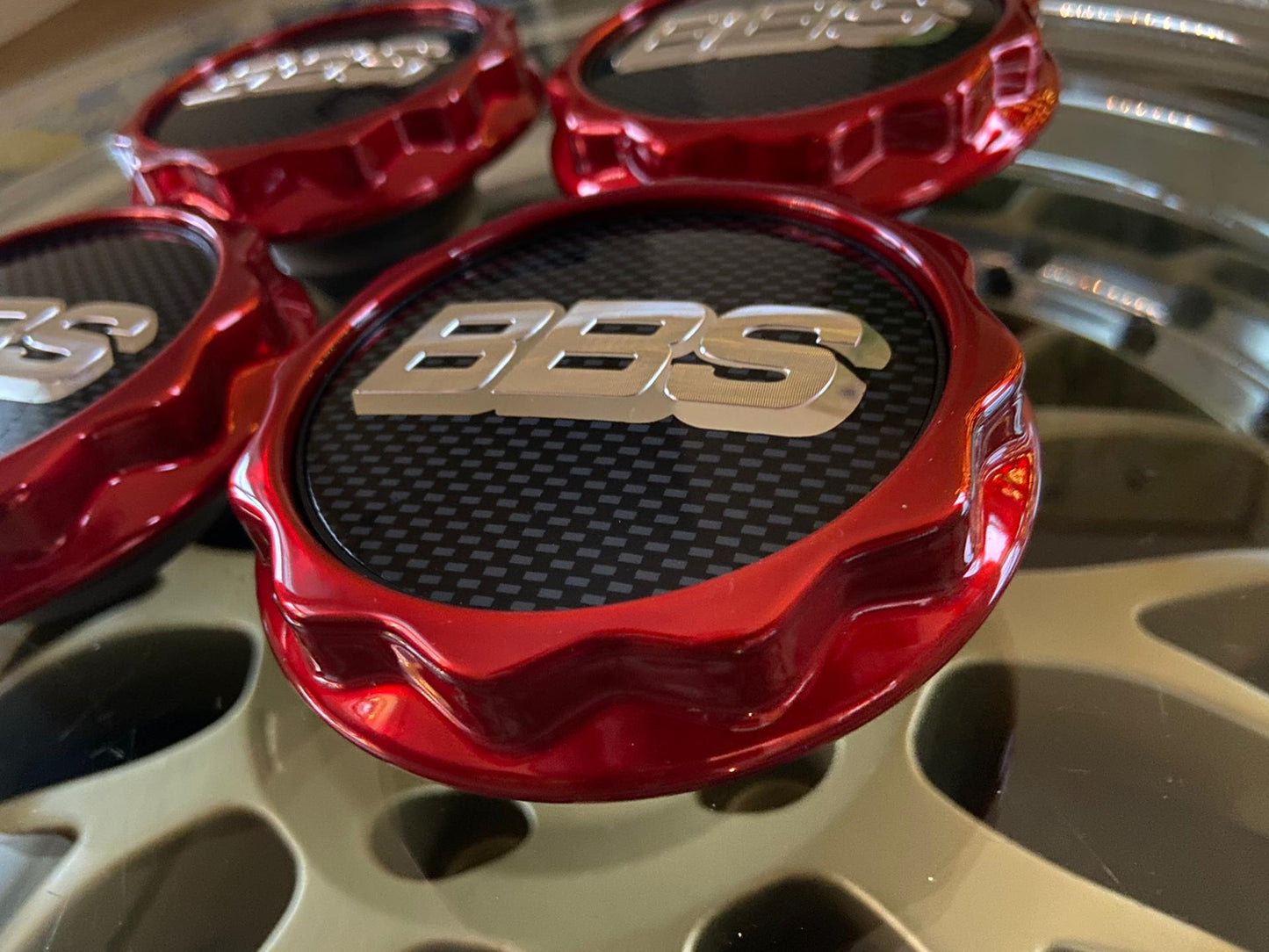 BBS RC / RS2 Hex nut centercaps ( Candy Red )