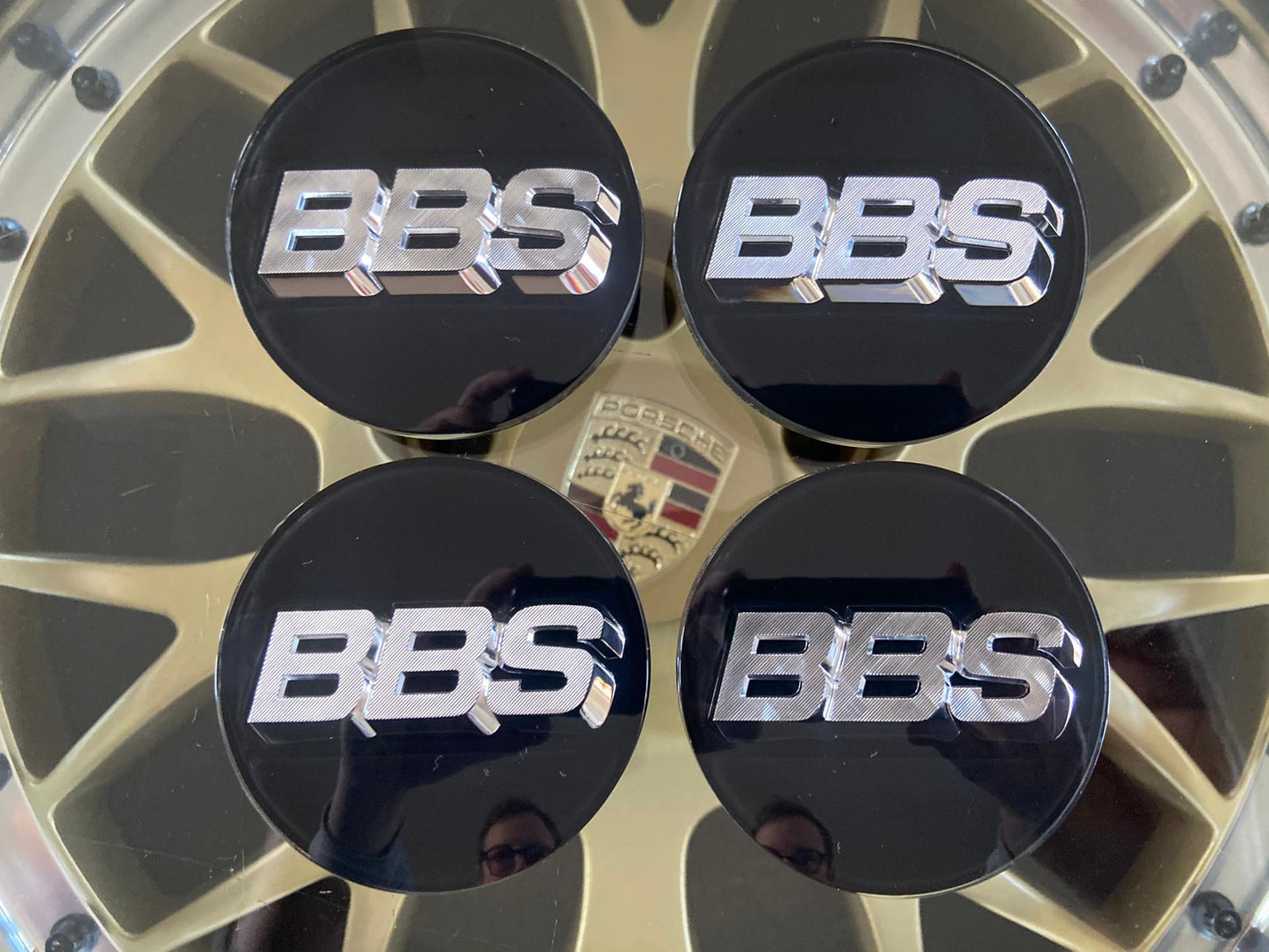 BBS 70.6mm Clickring Black / Chrome Centercaps Badges Logos