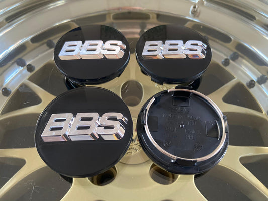 BBS 70.6mm Clickring Black / Chrome Centercaps Badges Logos