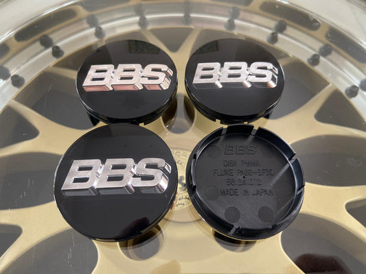 BBS 56mm Black / Chrome Centercaps Badges Logos