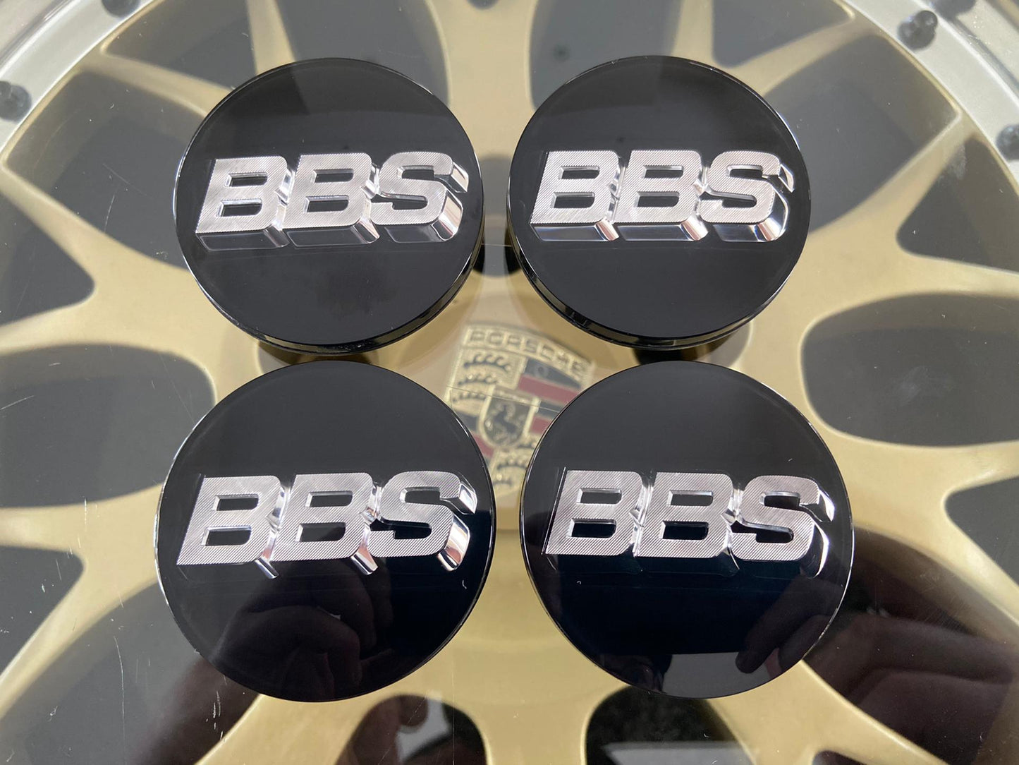 BBS 56mm Black / Chrome Centercaps Badges Logos