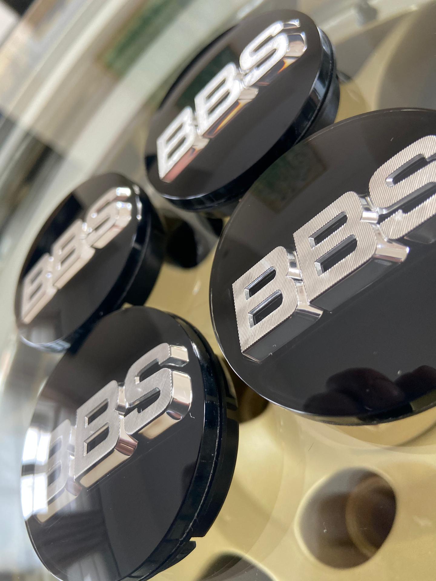 BBS 56mm Black / Chrome Centercaps Badges Logos