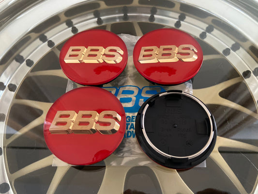 BBS 70.6mm Clickring Red / Gold Centercaps Badges Logos