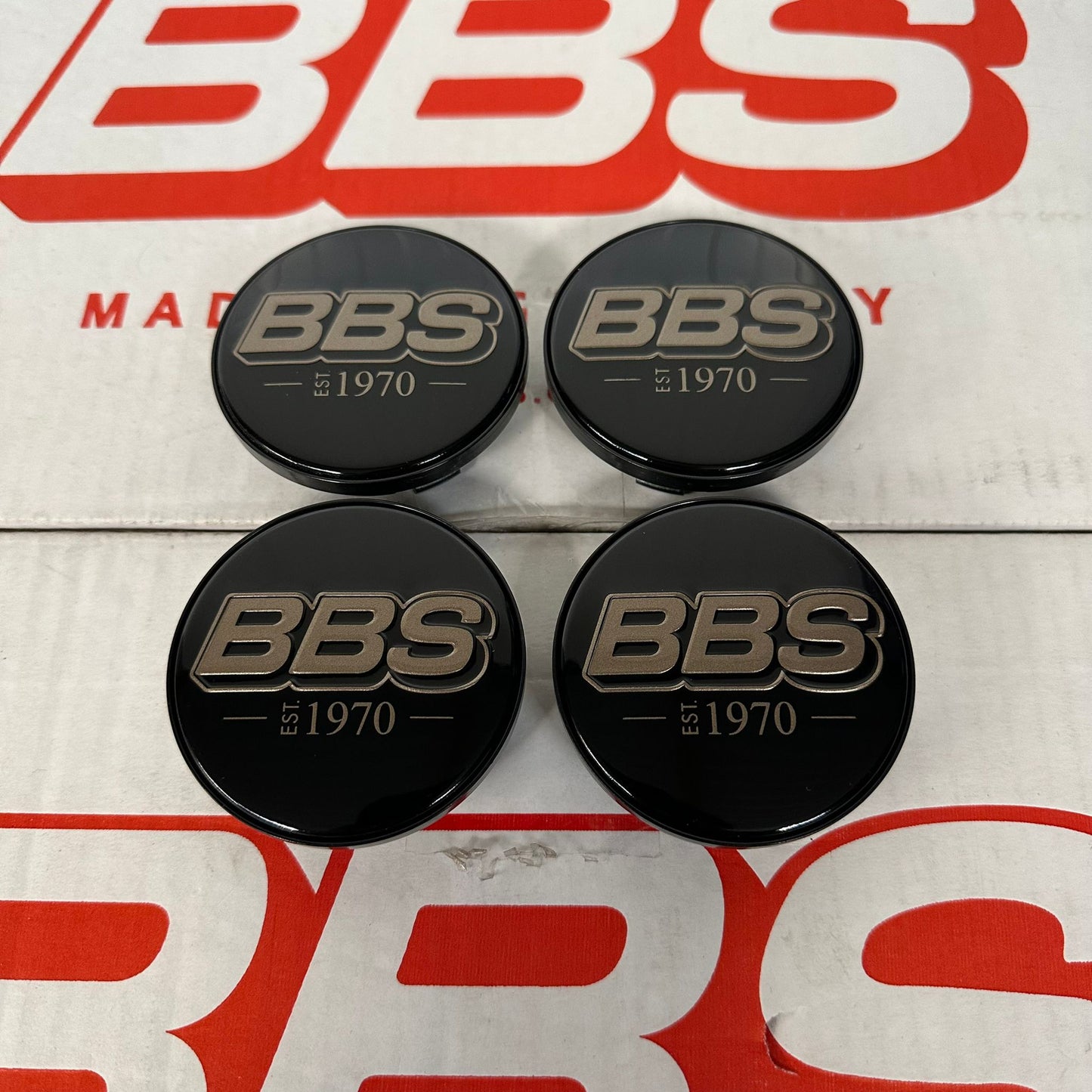 BBS “EST. 1970” 70.6mm Black / Bronze Centercaps Badges Logos