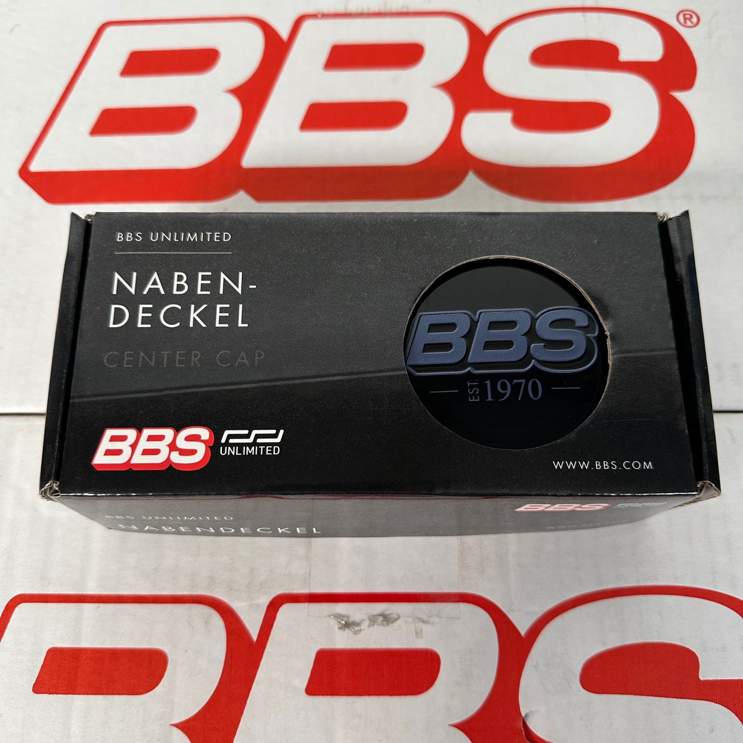 BBS “EST. 1970” 70.6mm Black / Indigo Blue Centercaps Badges Logos