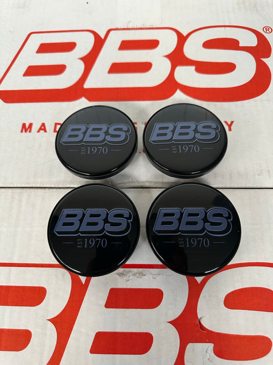 BBS “EST. 1970” 70.6mm Black / Indigo Blue Centercaps Badges Logos