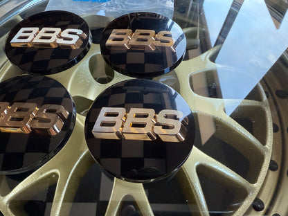 BBS 70.6mm Black / Gold Centercaps Badges Logos