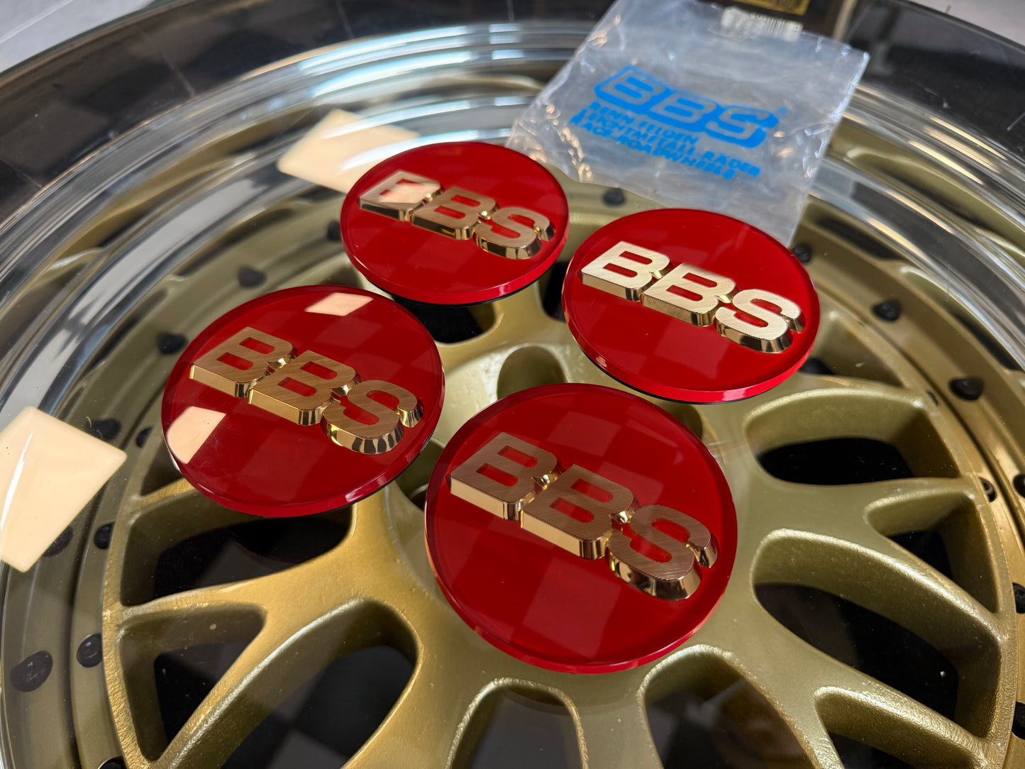 BBS 80mm Red / Black 3D Centercaps Badges Logos
