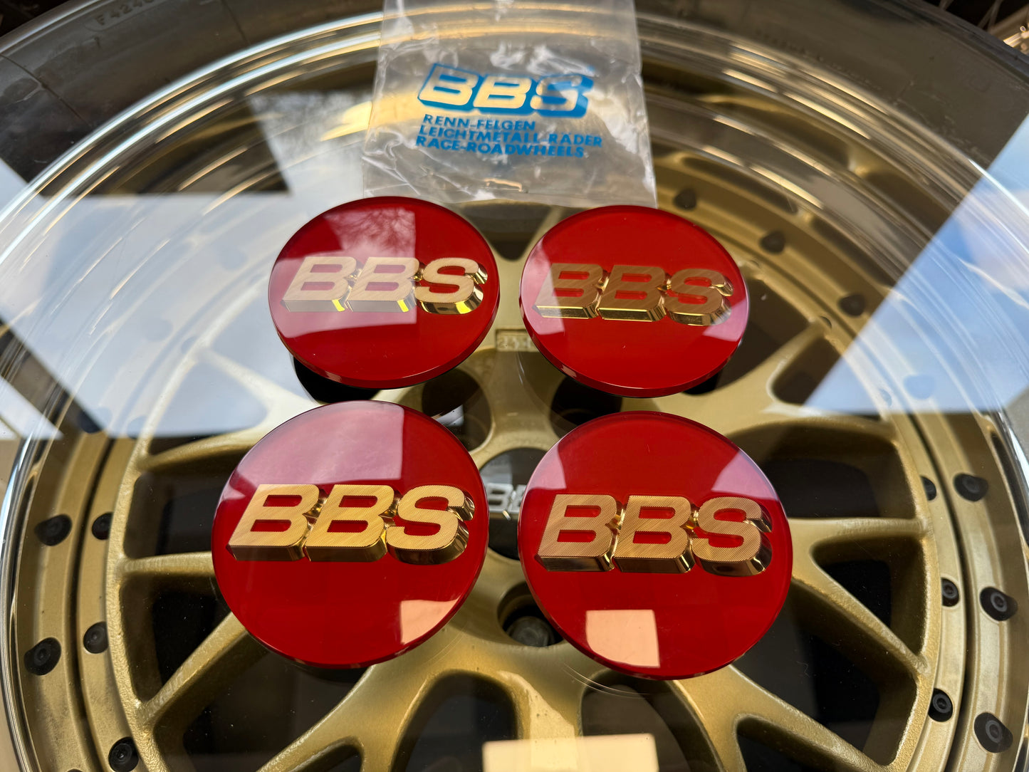 BBS 80mm Red / Black 3D Centercaps Badges Logos