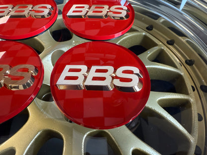 BBS 80mm Red / Black 3D Centercaps Badges Logos